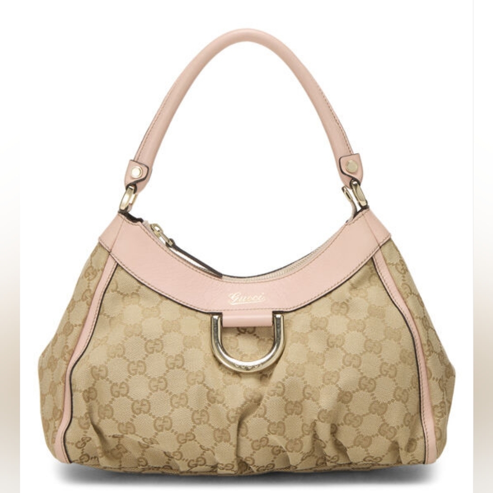 Gucci Pink Orginal GG CANVAS D-RING ABBEY SHOULDER BAG